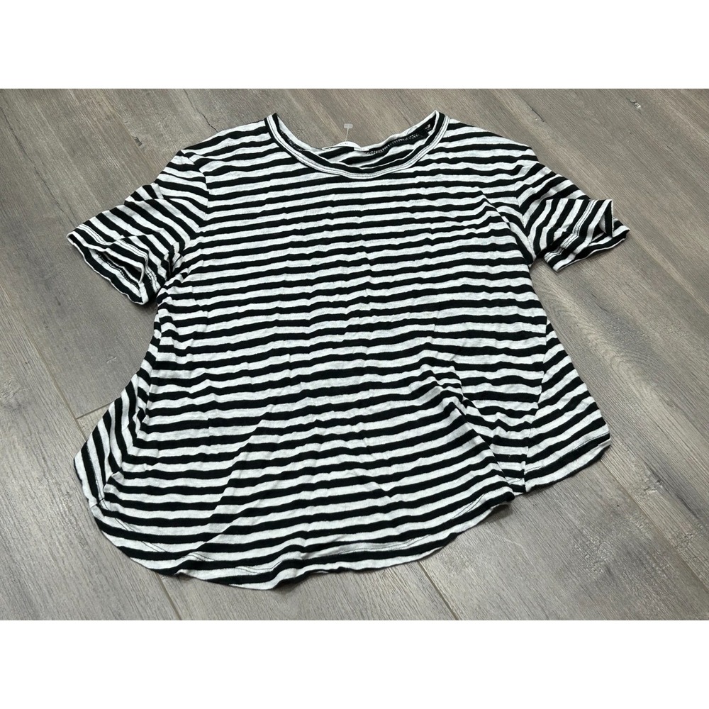 A.L.C. Striped Tee Womens Small Black White Short Sleeve Crew Neck Casual Top